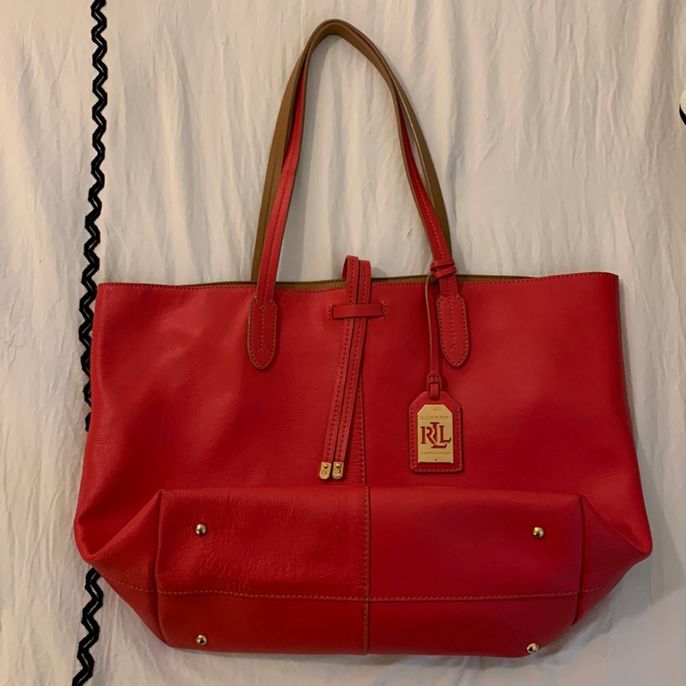 Ralph Lauren Red Leather Tote